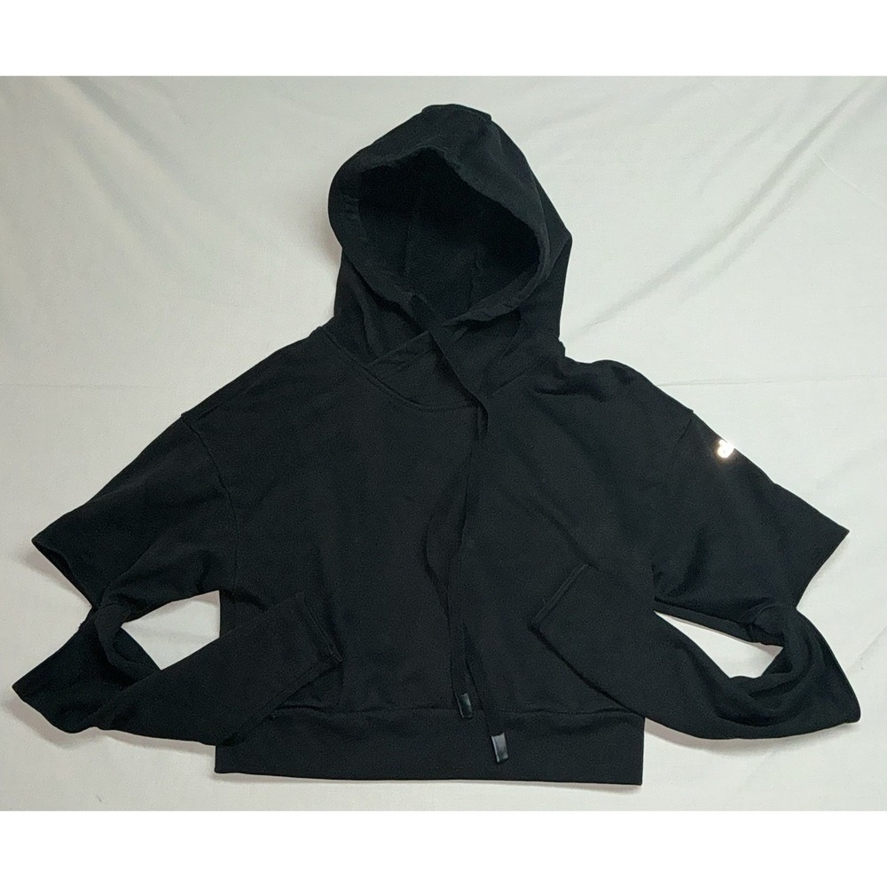 Alo Yoga Peak Elbow Cut Out Cropped Hoodie – Black – Women's M
